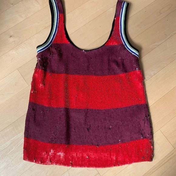 Nwt 3.1 Phillip Lim Sequin Tank Blouse Sz Small striped FLAWS - Picture 4 of 8